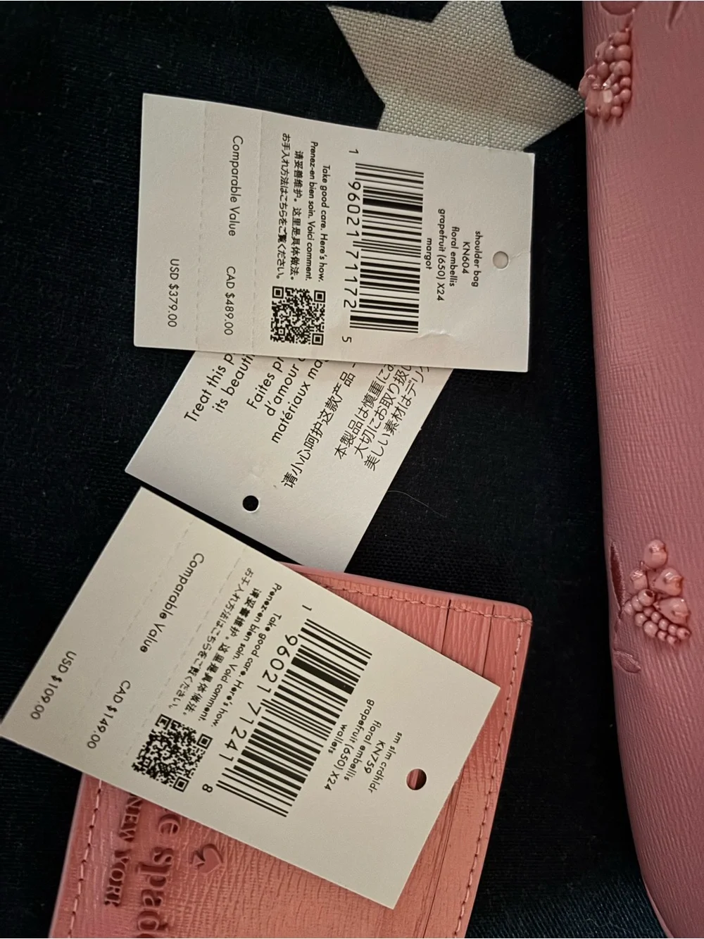 kate spade pink embossed floral crossbody with cardholder NWT